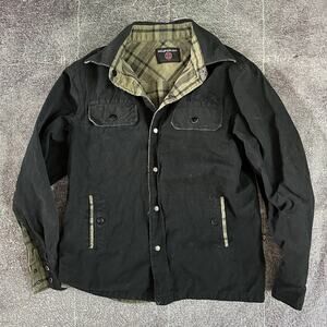 Women’s Independent Trucks Reversible Black Green Plaid Button Shirt Jacket Sz M